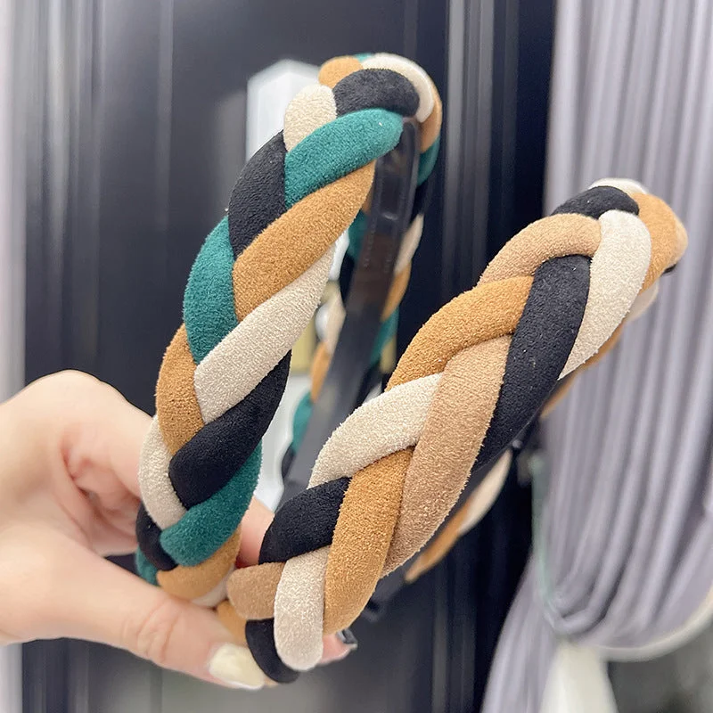 Wholesale Suede Sponge Fried Dough Twists Braid Headband